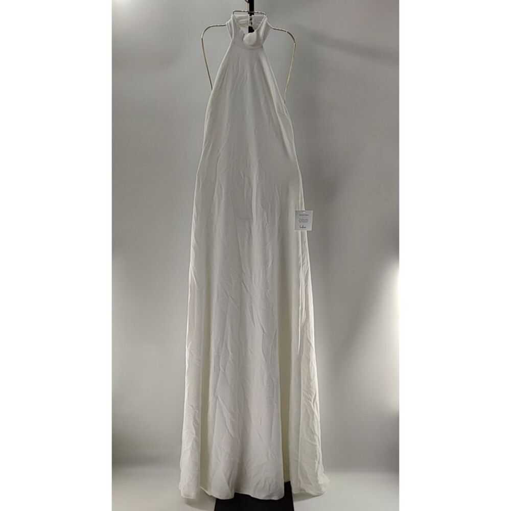 Lulu's Elegant White Halter Maxi Dress
